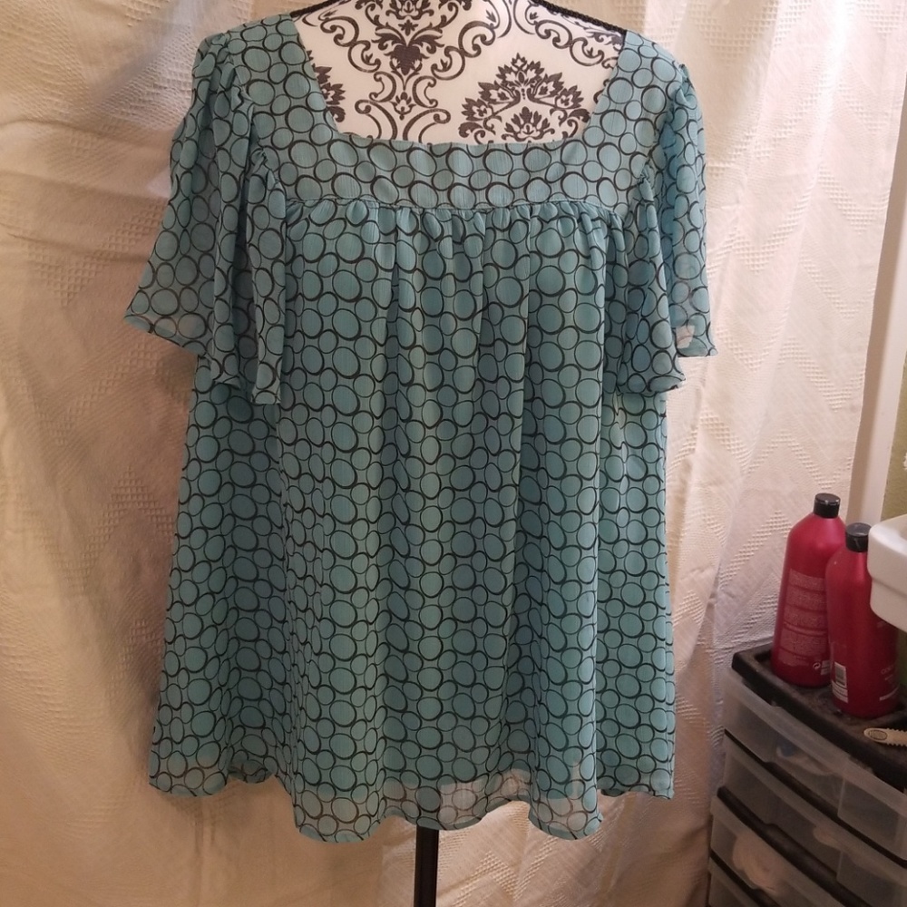 Teal and brown top